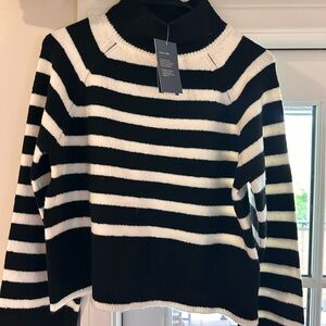 Universal Thread Black and White Striped Turtleneck Sweater